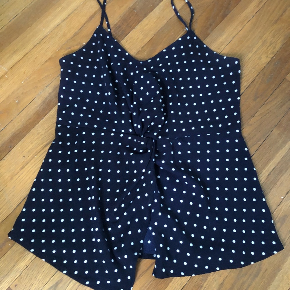 Halogen blue/white polka dot cami super cute